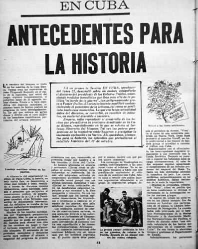 Ya en imprenta, la revista BOHEMIA decidió modificar su sección En Cuba para hacerse eco de los acontecimientos que conmocionaban al país.