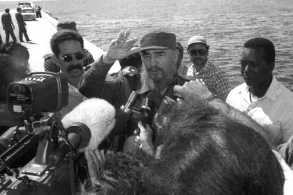 fidel en pedraplén Caibarién-Cayo Santa María
