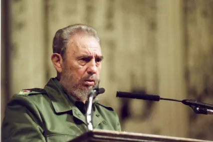 fidel en el acto de solidaridad con Cuba en la Iglesia Riverside. Harlem