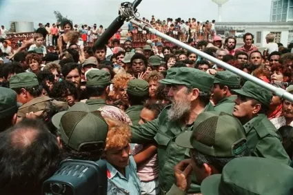 fidel en Pinar del Río con motivo del paso del huracán Gilbert